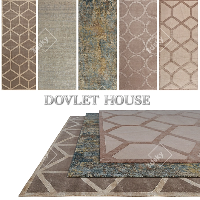DOVLET HOUSE 5-Piece Carpet Set (Part 357) 3D model image 1