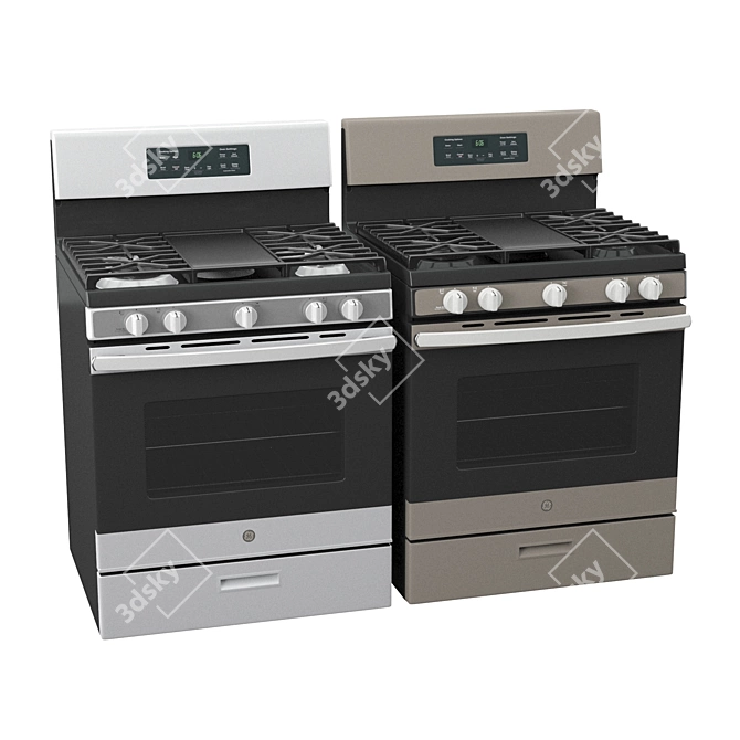 Sleek Sliding Electric Range 3D model image 2