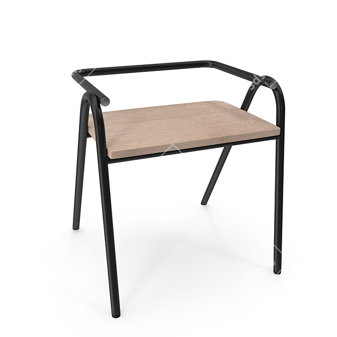 Sleek Steel Oak Hurdle Chair 3D model image 2