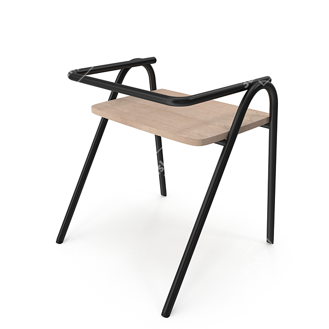 Sleek Steel Oak Hurdle Chair 3D model image 3
