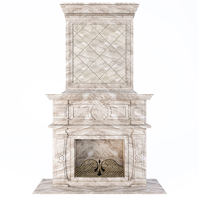 Elegant Classic Fireplace 3D model image 2