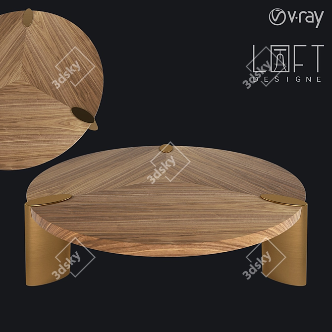 LoftDesigne 6825 Coffee Table: 150cm Diameter, 43cm Height, Wood and Metal 3D model image 1