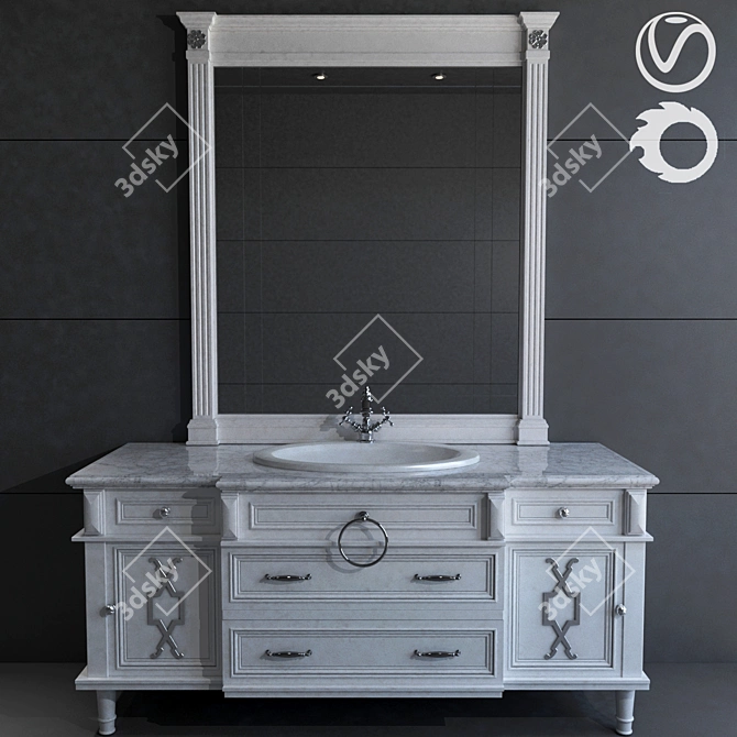 Stylish 24" Bathroom Furniture 3D model image 1