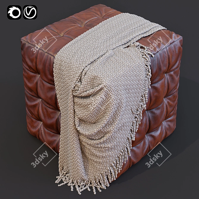 Versatile Pouf Ottoman: Vray/Corona, OBJ, Real-World Scale 3D model image 2