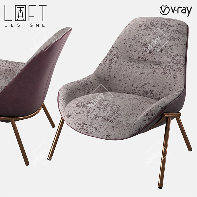 Metal and Fabric Chair: LoftDesigne 2113 Model 3D model image 1