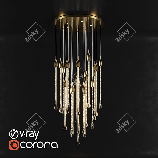 Murano Allure: Handmade Venetian Chandelier 3D model image 1