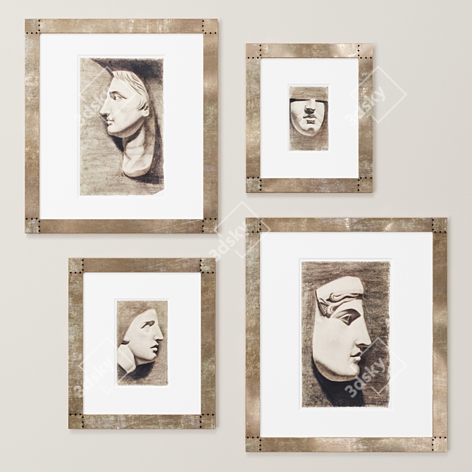 Title: Metal Framed 4-Piece Art Set 3D model image 1