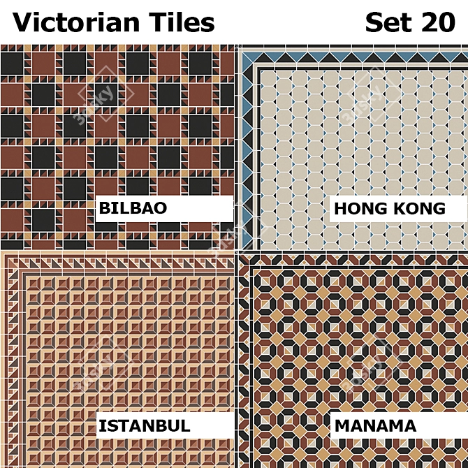 Elegant Victorian Tiles Set 20 3D model image 1