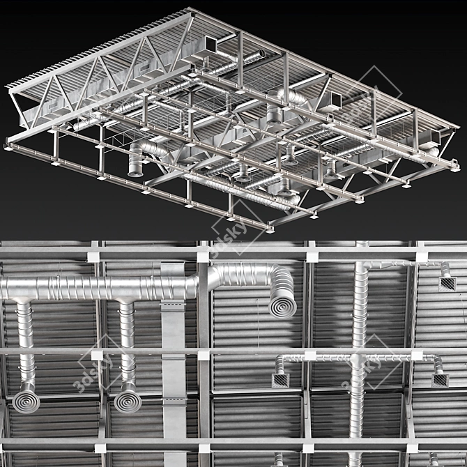 Gray Ceiling Ventilation 3D model image 2