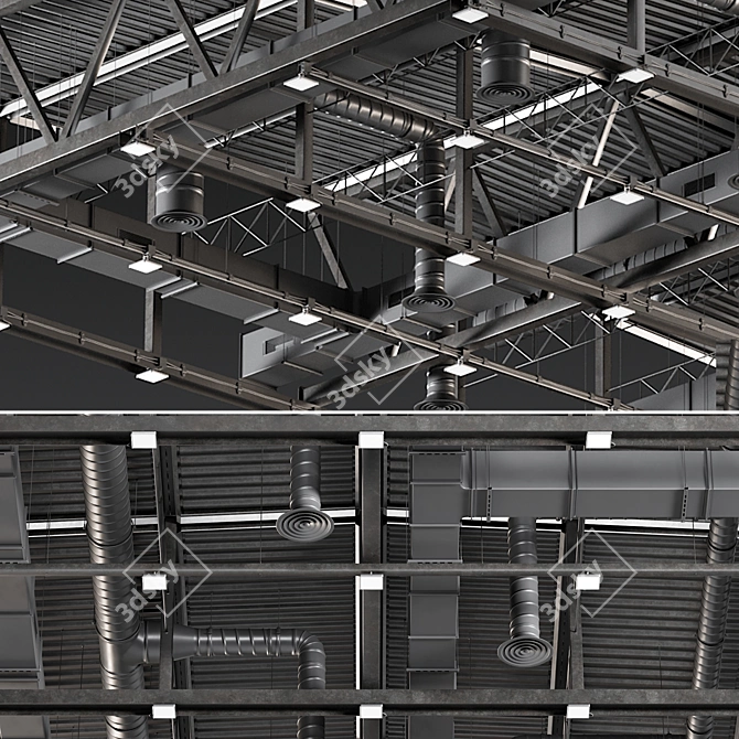 Sleek Black Ceiling Vent 3D model image 1