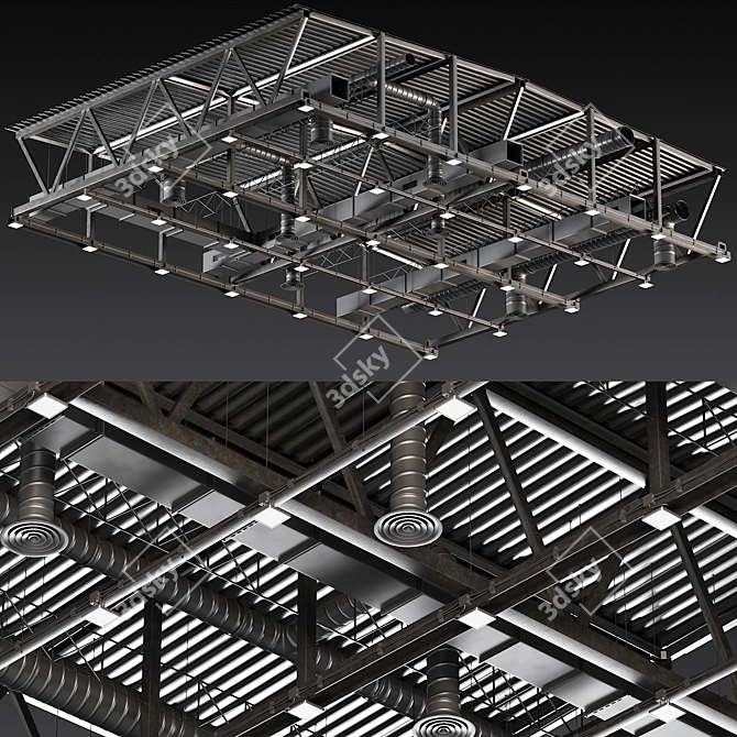 Sleek Black Ceiling Vent 3D model image 2