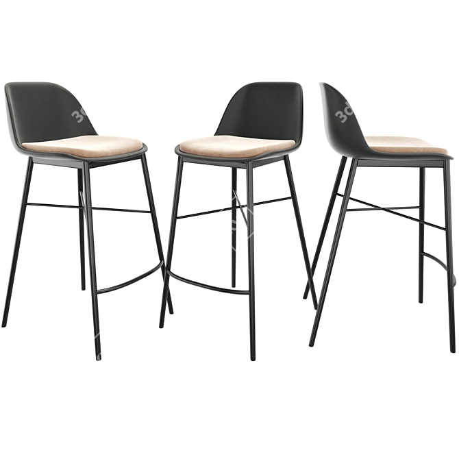 Sleek Modern Bar Stool 3D model image 2