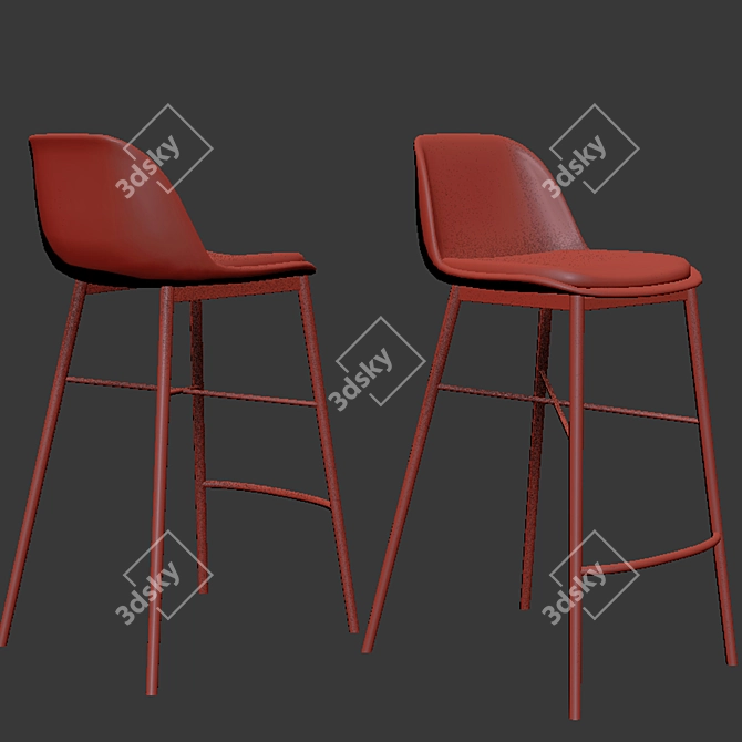 Sleek Modern Bar Stool 3D model image 3