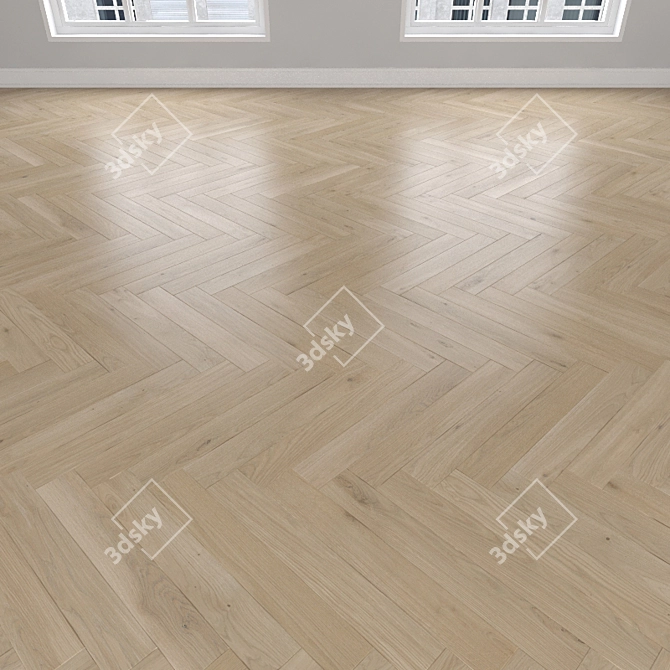 Title: Oak Sand Parquet: Herringbone, Linear & Chevron 3D model image 2