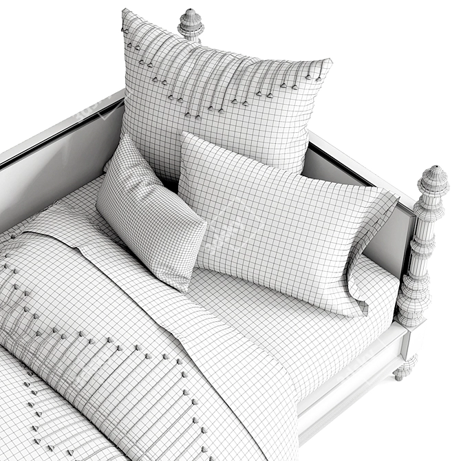 Elegant Zoe Daybed with Luxurious Accessories 3D model image 3