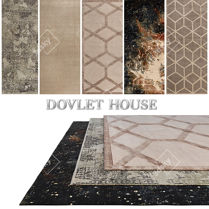 Title: DOVLET HOUSE Carpets - 5-Piece Set (Part 360) 3D model image 1