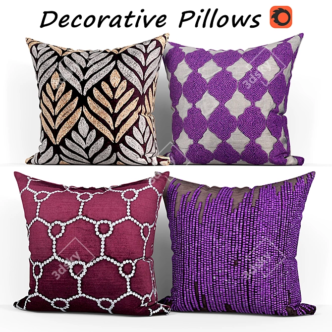 Deluxe Decorative Pillow Set 3D model image 1