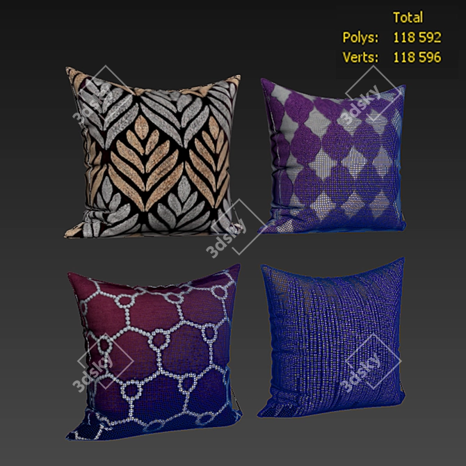 Deluxe Decorative Pillow Set 3D model image 2