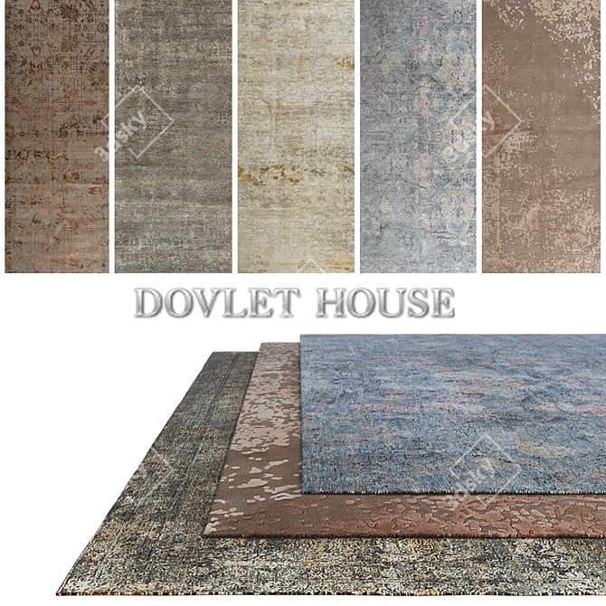 DOVLET HOUSE Carpets - Set of 5 (Part 364) 3D model image 1