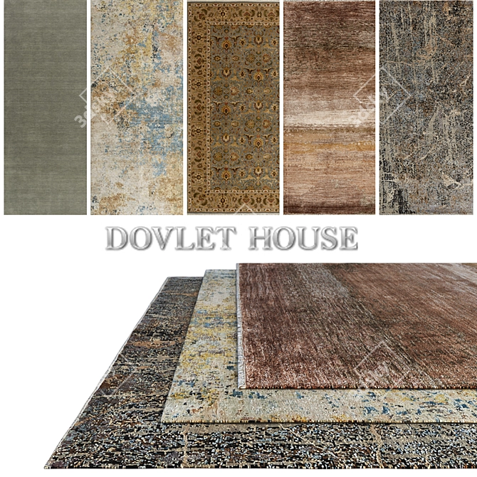 DOVLET HOUSE Carpets Set (5 pcs) - Part 369 3D model image 1