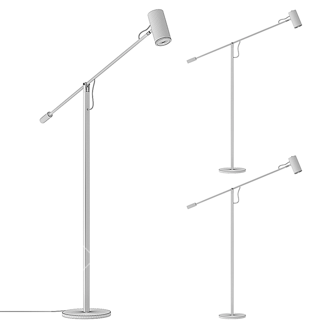 Sleek Chrome Cantilever Floor Lamp 3D model image 2