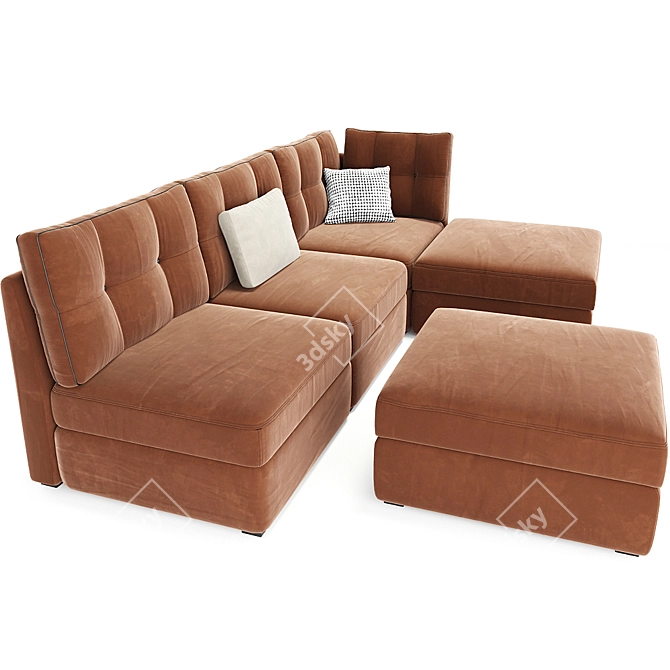 Modern Long Sectional Sofa Set 3D model image 2