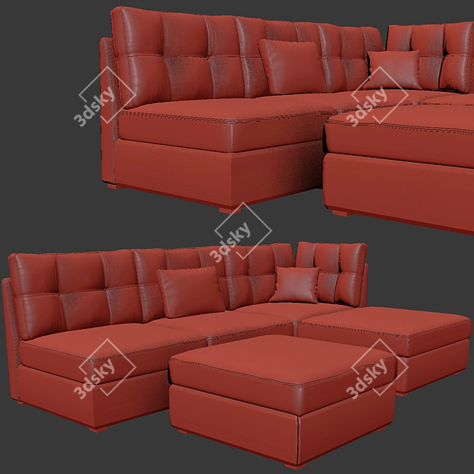 Modern Long Sectional Sofa Set 3D model image 3