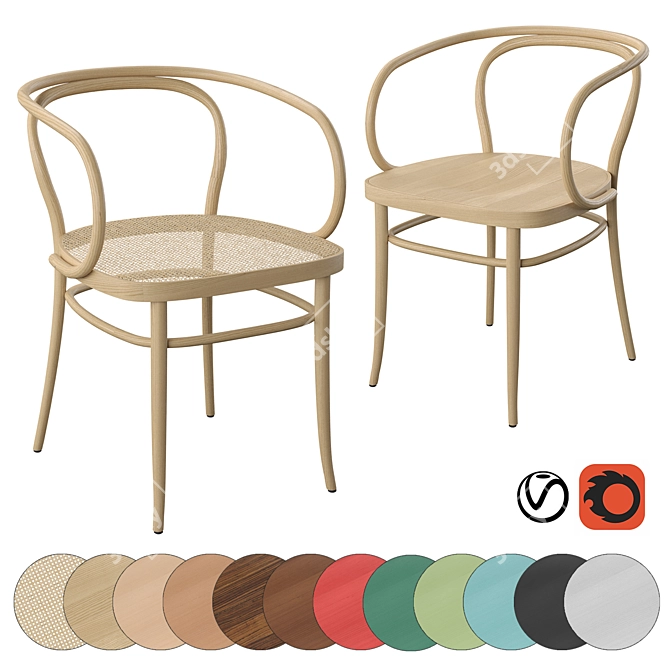 Elegant Thonet Armchair 209 3D model image 1