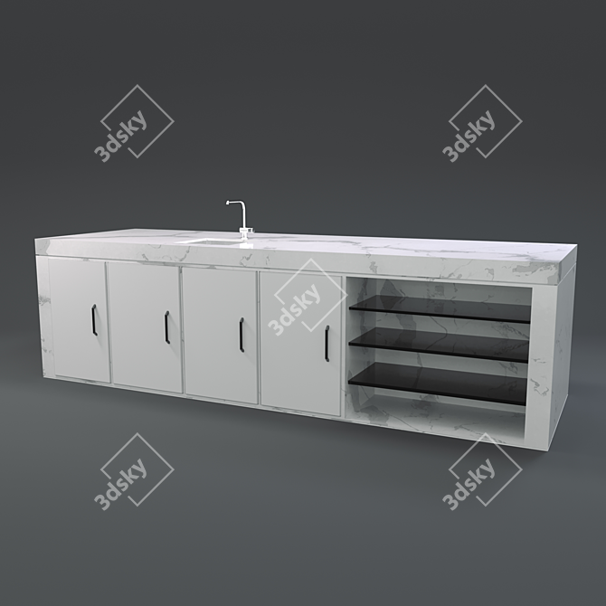 Tech Corner Kitchen: Modern & Functional 3D model image 1