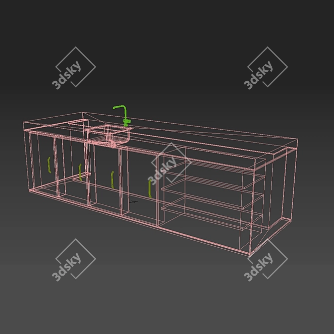 Tech Corner Kitchen: Modern & Functional 3D model image 3
