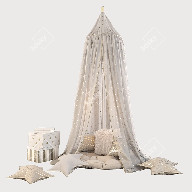 Scandinavian Golden Beige Children's Canopy 3D model image 1