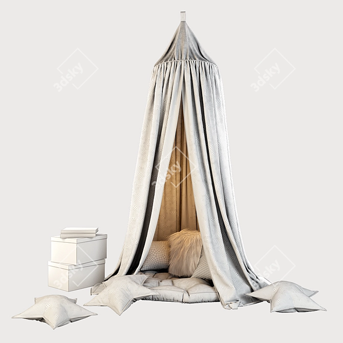 Scandinavian Golden Beige Children's Canopy 3D model image 3