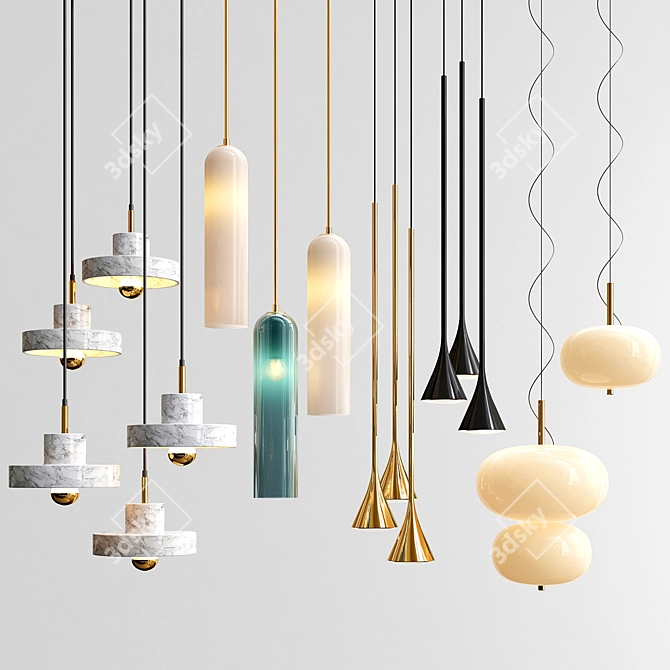 Elegant Marble Pendant Light 3D model image 1