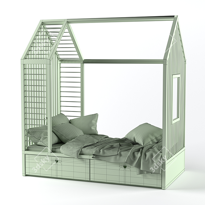 Children's House Bed: A Perfect Dreamland 3D model image 3