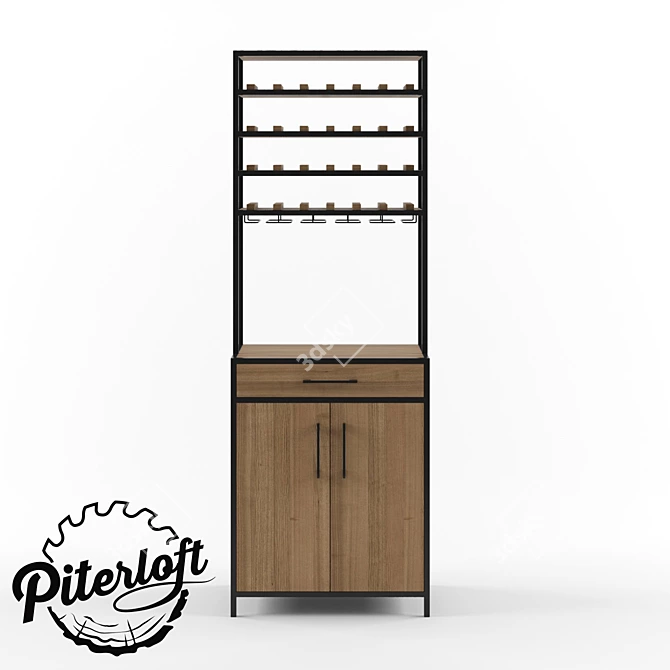 Industrial Wine Rack "Vincent" - Stylish and Functional 3D model image 2
