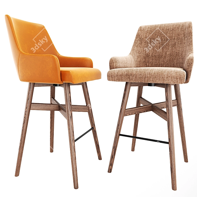 Title: Sleek Swivel Bar Stool - Corona Compatible 3D model image 1