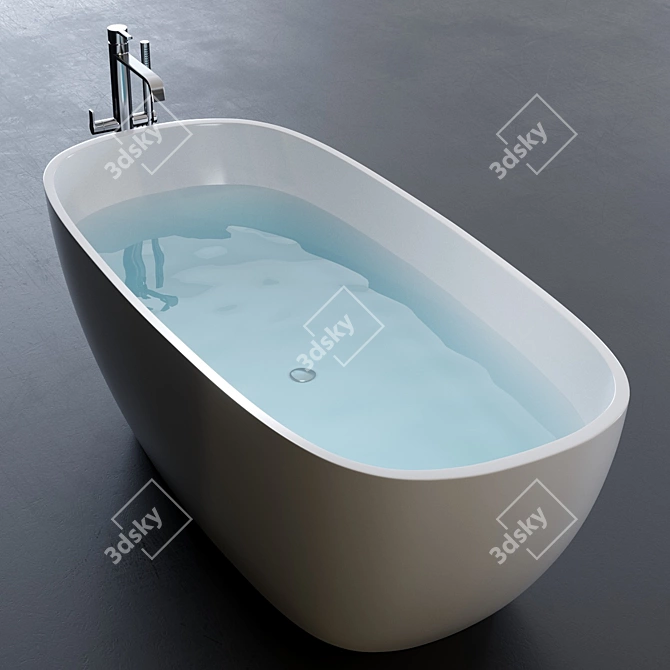 Luxury Acrylic Oval Bathtub - GALASSIA MEG11 3D model image 2