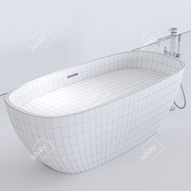 Luxury Acrylic Oval Bathtub - GALASSIA MEG11 3D model image 3