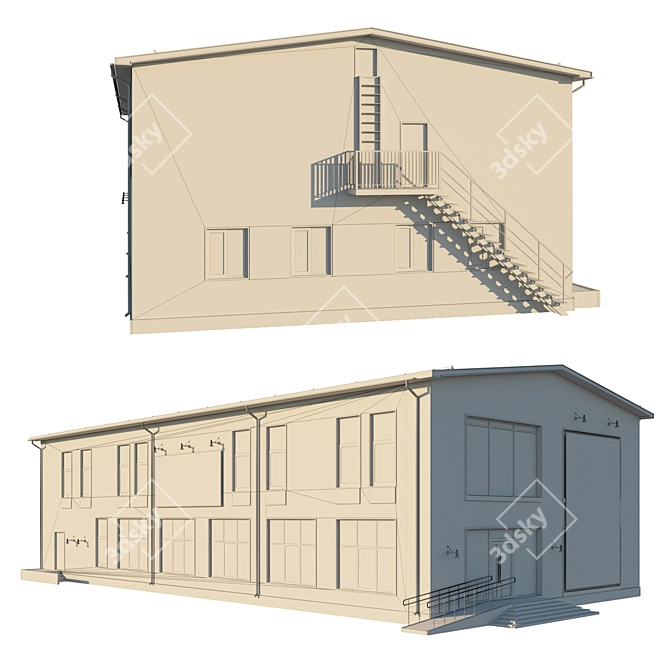 Modern Commercial Space|15x30m|2 Floors 3D model image 2