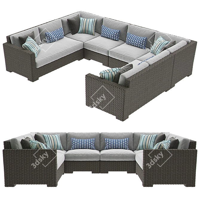 Crate & Barrel 6-Piece Ventura Loveseat 3D model image 2