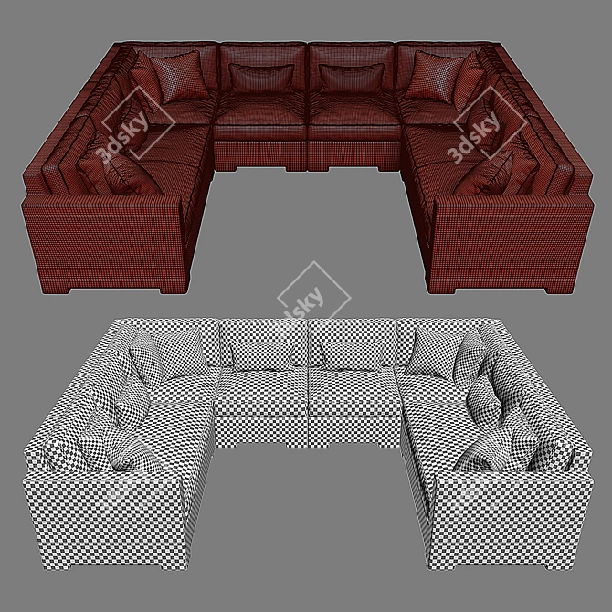 Crate & Barrel 6-Piece Ventura Loveseat 3D model image 3