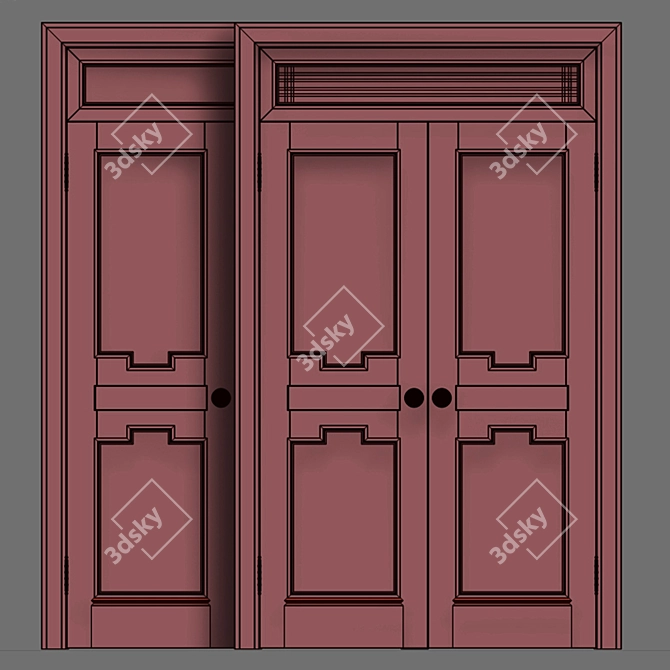 Elegant Reshelier Double Doors 3D model image 3