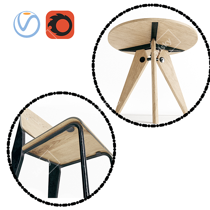 Elegant Vitra Dining Table: Stylish & Functional 3D model image 2