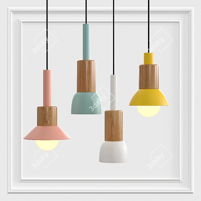 YY Lampatron Fanta - Modern Metal and Wood Ceiling Lamp 3D model image 1