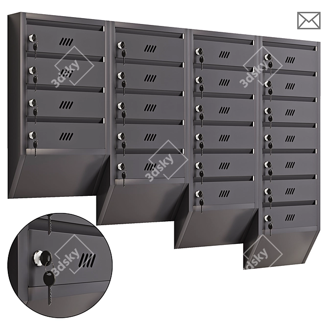 Sturdy Vertical Mailbox for Apartments 3D model image 1