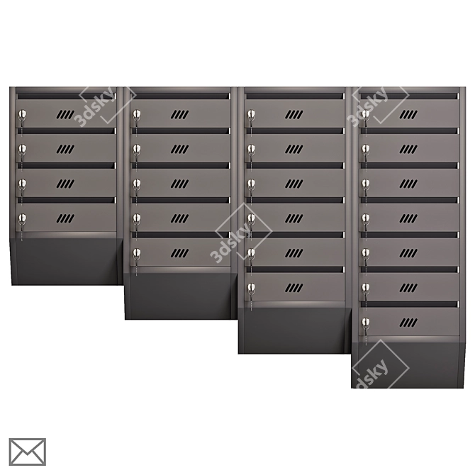 Sturdy Vertical Mailbox for Apartments 3D model image 2