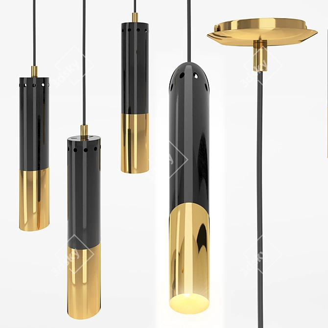 Elegant Brass Pendant Light 3D model image 1