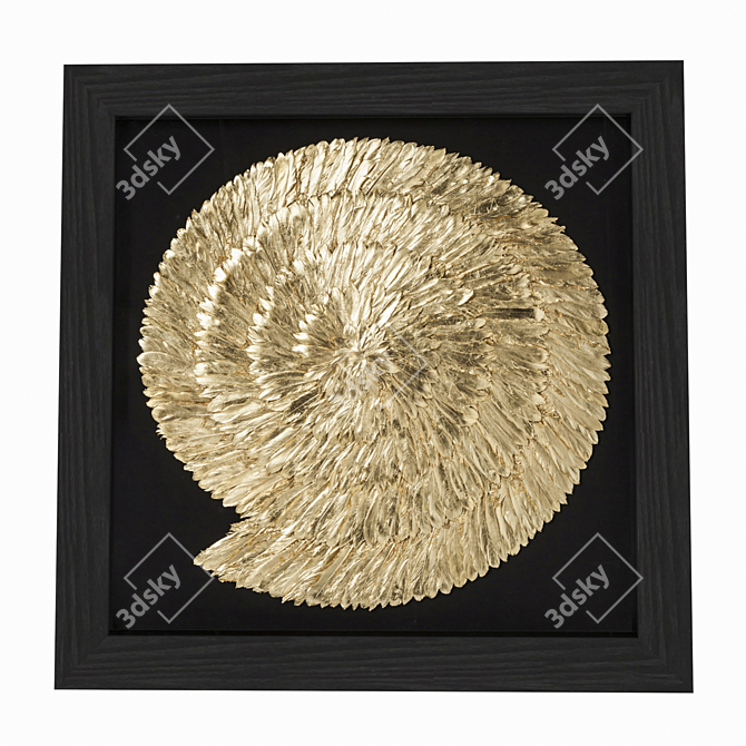 Golden Snail: Stylish Art in a Frame 3D model image 1