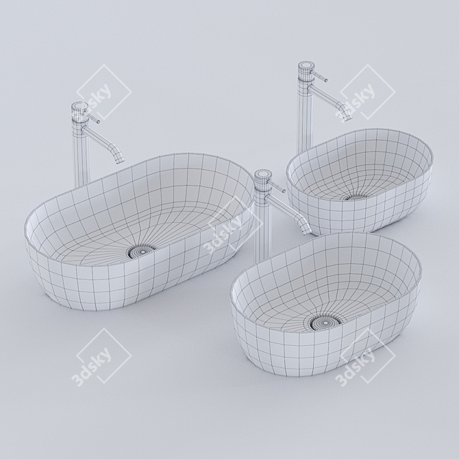 Alice Ceramica Unica Oval Washbasin 3D model image 3