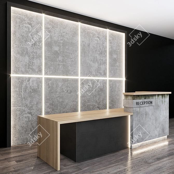 Title: Sleek Reception Desk - Modern and Functional 3D model image 2